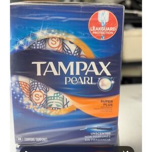 Tampax Pearl Super Plus Tampons Unscented LeakGuard Protection 18 Count 6 Boxes